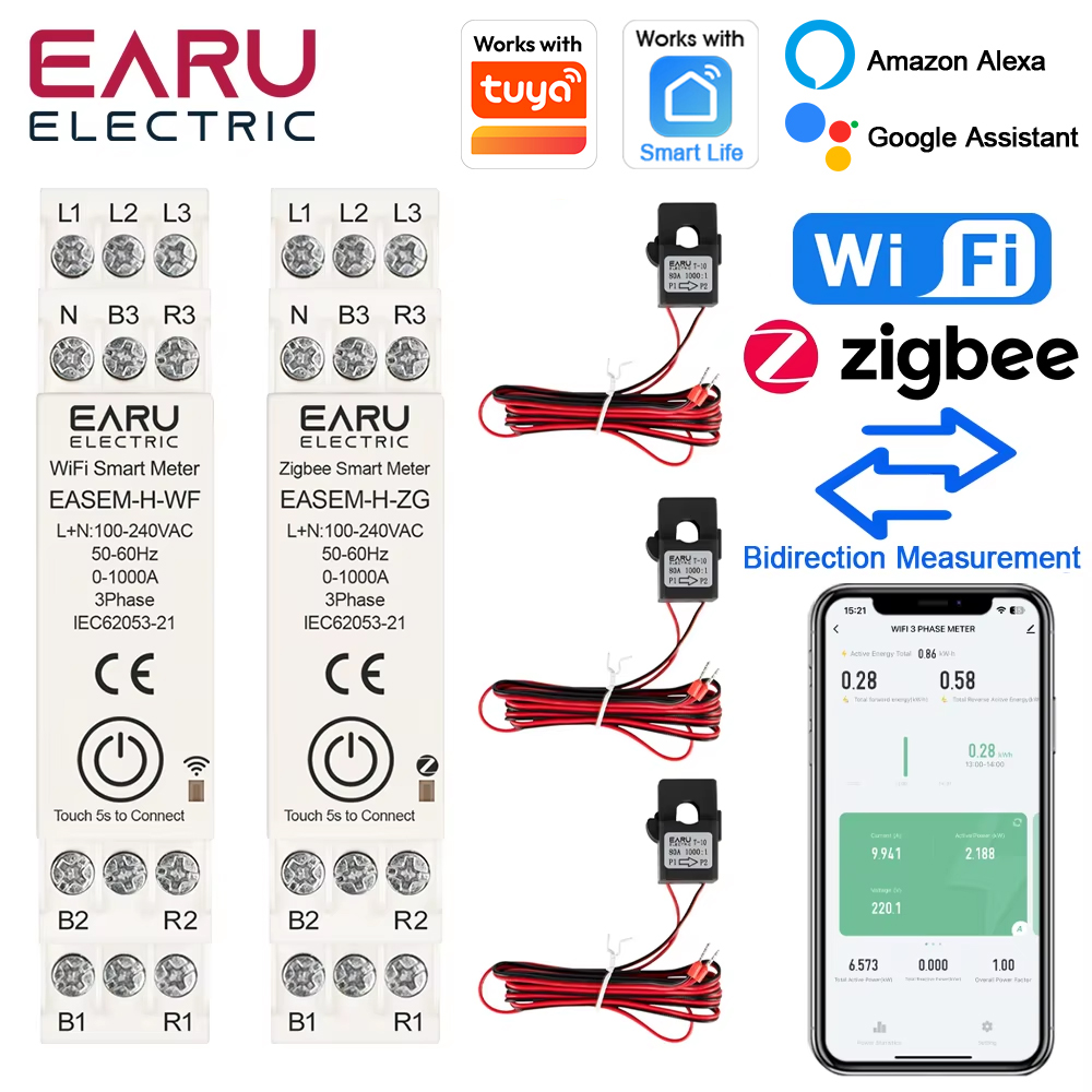 Energy Meter Bidirectional - Medidor de Energía Inteligente EARU Tuya