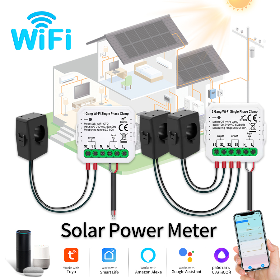 Energy Meter Bidirectional - Tuya WiFi inteligente medidor de energía